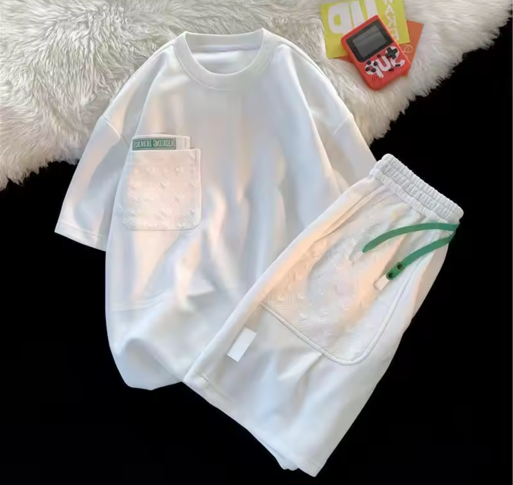 Set med strukturficka – T-shirt & shorts