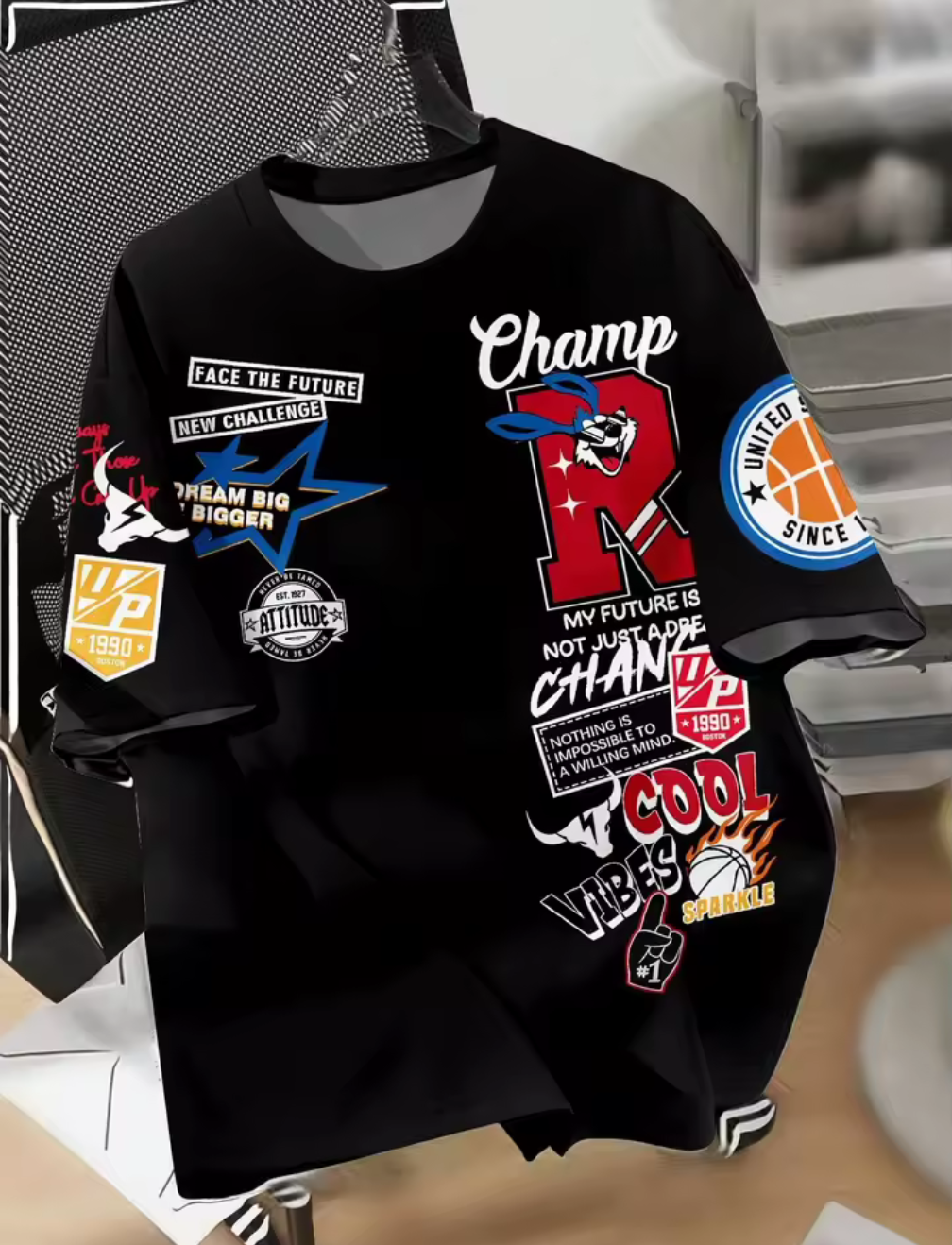 Champ Vibes™ Oversize T-shirt – Statement Style med Attityd