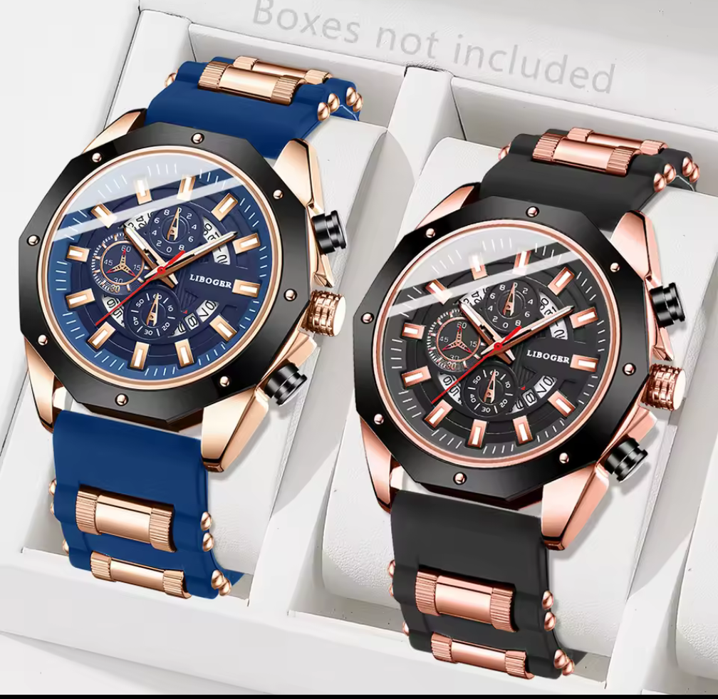 LIBOGER Chrono Sportklocka – Roséguld & Silikonband