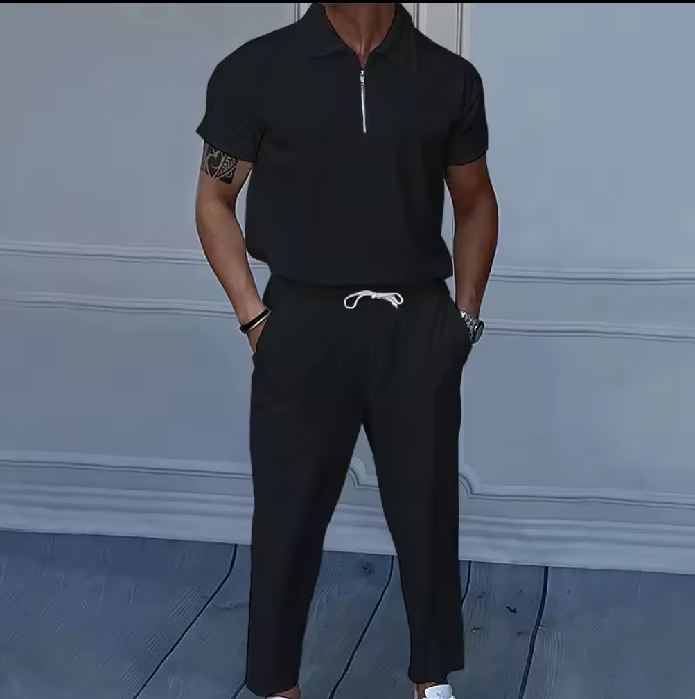 Elegant och Sportigt Zip-Set för Män