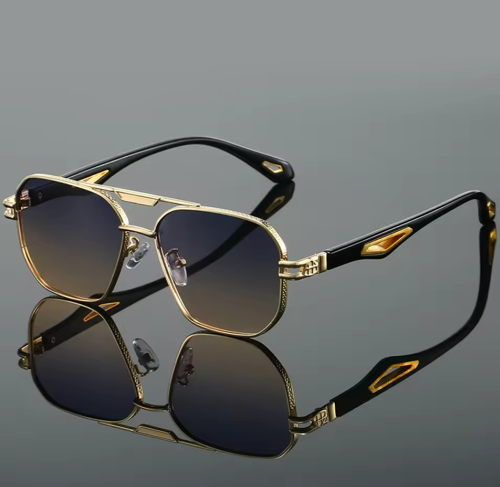 Lyxiga Aviator Solglasögon – Guld & Svart