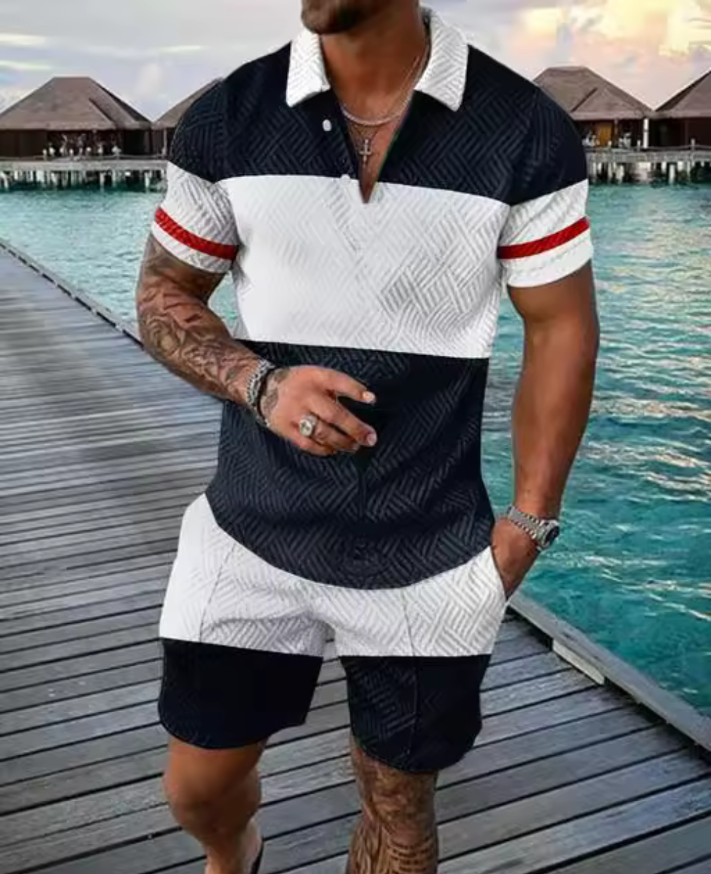 Sommarset i Svart & Vitt med Röd Detalj – Streetstyle möter semesterfeeling