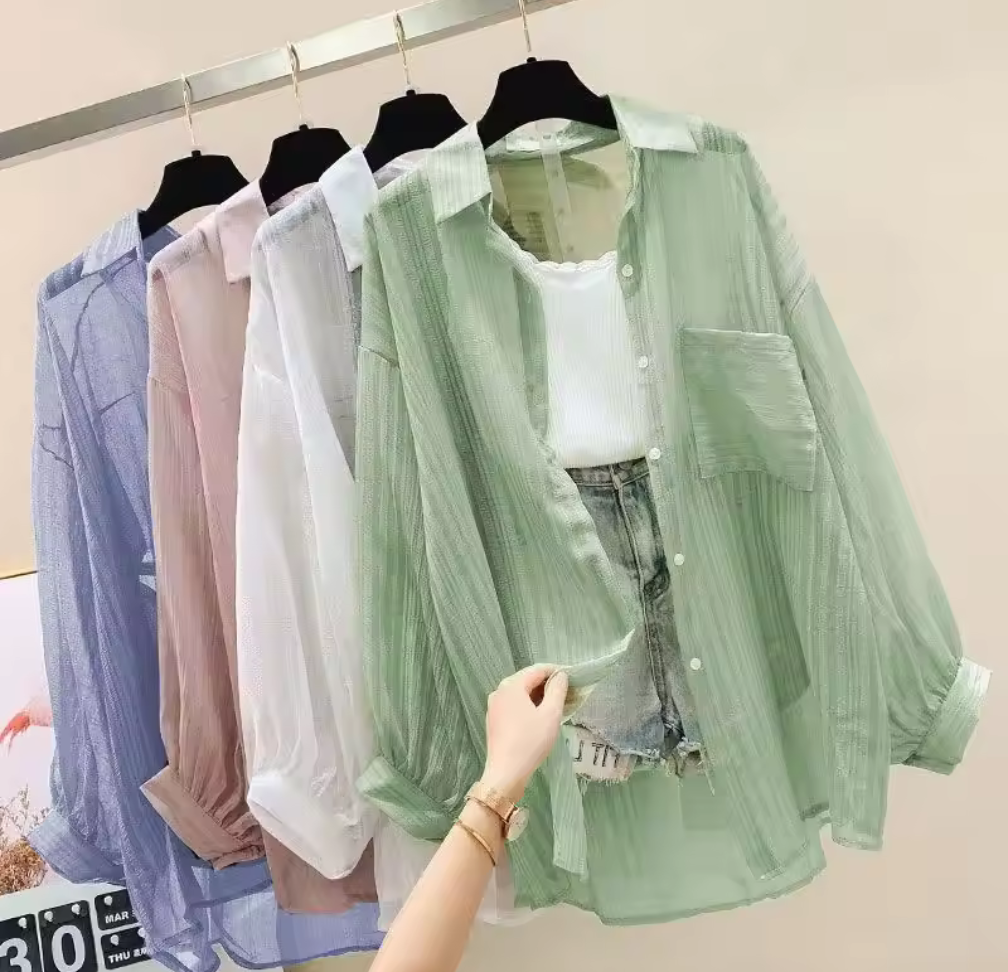 Breeze Touch – Transparenta Oversize Skjortor i Pastell