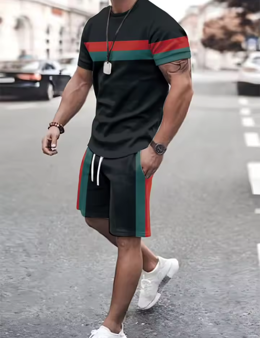 Streetline™ Two-Piece Set – Svart med Röd/Grön Detalj