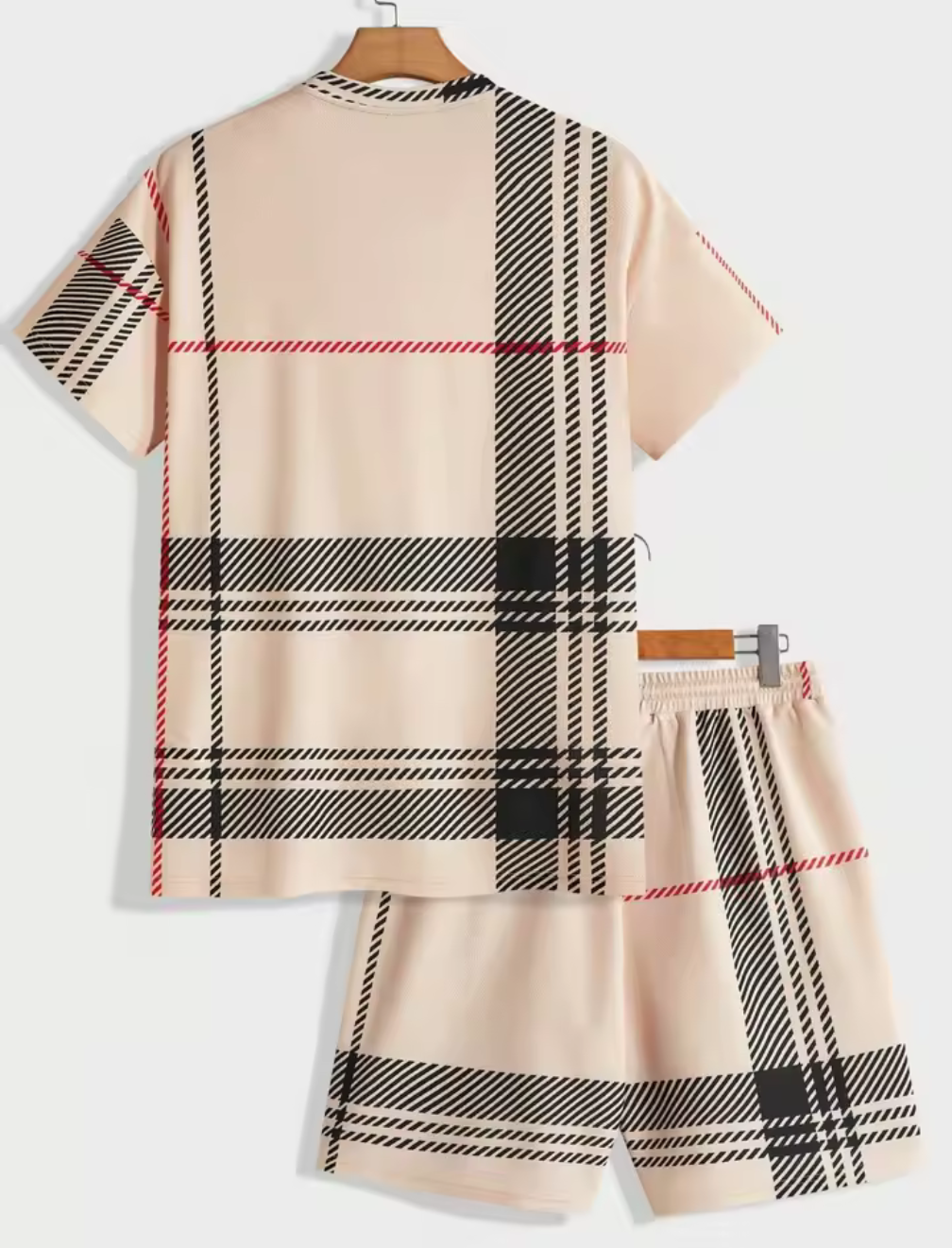 Herrset med rutigt mönster – Beige/Multifärg