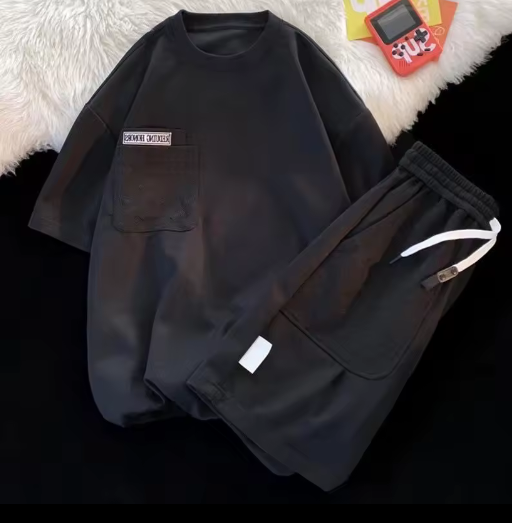 Set med strukturficka – T-shirt & shorts